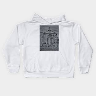 Watercolor sketch in bw - Chiesa delle Anime Sante. Enna, Sicily Kids Hoodie